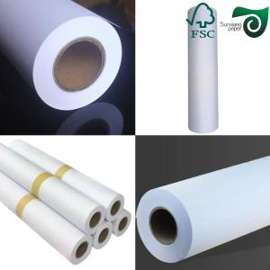 China FSC Uncoated Plain Plotter Paper Rolls For Garment Factory 62" 72" Width 45gr 48gr 2" Core wholesale