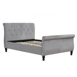 Luxury Italian Upholstered Bed Frame Modern Button Tufted Fabric Linen