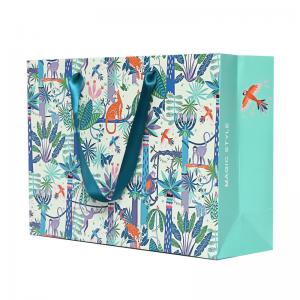 China Promotional LOGO Ribbon Handle Paper Reusable Shopping Bag supplier
