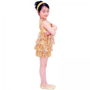 China Jazz Dance Competition Costumes Metalic Edged Full Sequin Tiered Dress Shorts Included supplier