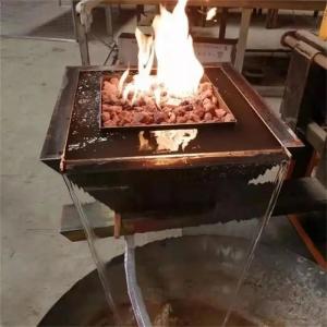 China Swimming Pool Low Smoke Corten Steel Gas Fire Water Bowl Water Features supplier