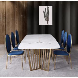 Modern Dining Stainless Steel Base Artificial Marble Dining Table with 6 chairs