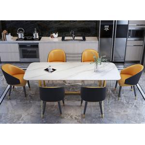 Luxury European Stainless Steel Marble Dining Room Table