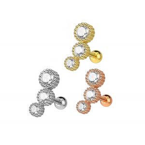 Sterile Gold Body Piercing Jewelry Earrings For Cartilage Tragus Dia 3×3mm ODM