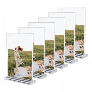 China Hospitals Odorless Tabletop Photo Frames T Shape Clear Acrylic Sign Holder supplier