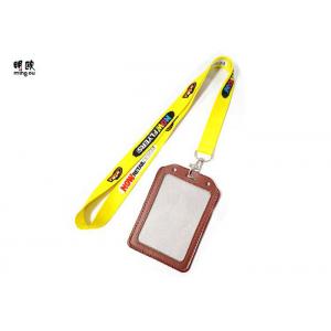 Leather Card Personalized Badge Holder Lanyard For School ID OEM / ODM