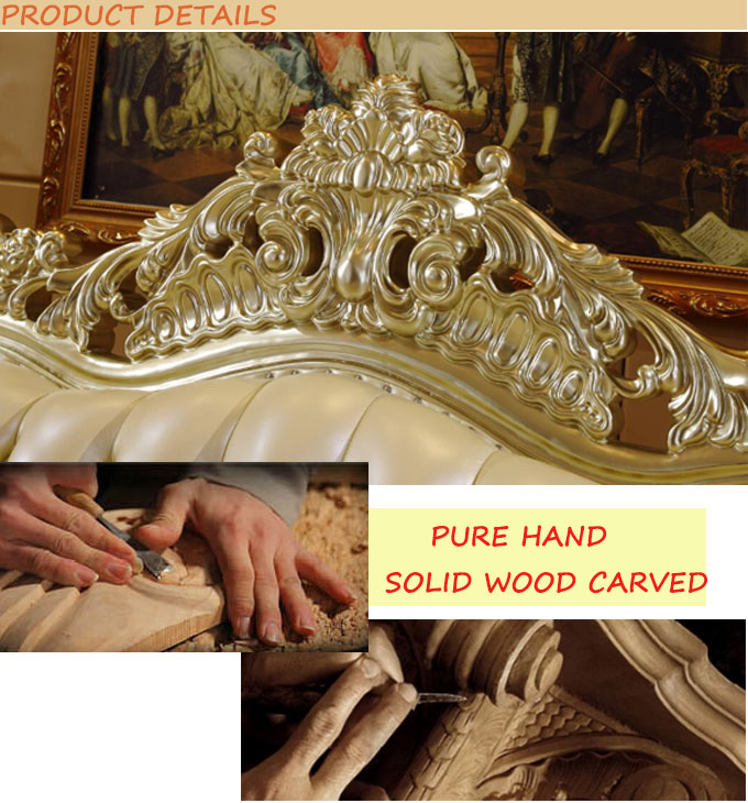 Classic Italian Luxury Antique Wooden Leather Bedroom Furniture