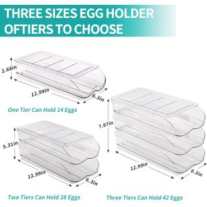 China Egg Holder For Fridge, Automatic Rolling Egg Container For Refrigerator, Stackable Fridge Organizers And Storage With Lid, Clear Plastic Egg Dispenser & Tray wholesale