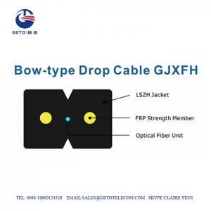 Bow Type G657A 2 Core Fiber Optic Cable , Flat Drop Cable