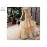 China Puffy Tailor Made Prom Dresses / Champagne Fishtail Prom Dress Lace Flowers wholesale