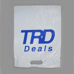 16x20 White Black Die-cut handle mailing bag, Handle poly mailer bag. poly handle shopping bags
