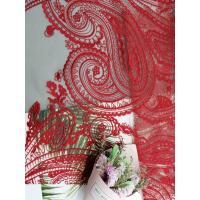 China Red Tulle Mesh Bridal Dress Embroidery Paisley Lace Fabric on sale