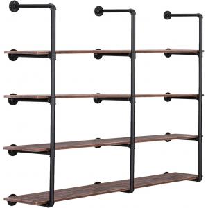 China Rustic Industrial 5-Tier Pipe Shelf Brackets for Wall Mounting DIY Open Bookshelf Rack supplier