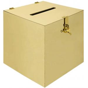 Golden Acrylic Box Mirror Ballot Perspex Wedding Card Clear Plastic Donation Box