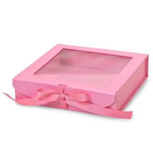 Chocolate Truffle Kraft Gift Box With Window Magnetic with Silk Ribbon