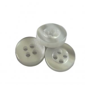 China White Color Plastic Shirt Buttons With Rim Pearl Effect In 18L Use On Shirt supplier