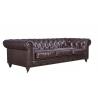 China 100% Full Vintage Soft Leather Sofa Solid Wood Frame With Deep Leather Buttons wholesale