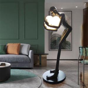 China Postmodern Humanoid Floor Lamp Sculpture Holding Ball Model Art Designer Hotel Lobby Living Room Floor Lamp(WH-MFL-90) supplier