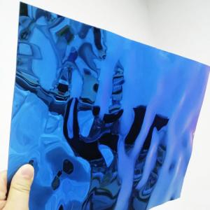 Large Water Ripple Sapphire Blue Mirror Stainless Steel Plate For Decorate Hotel Restaurant Ceiling