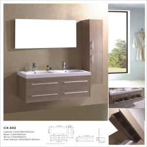 PVC Wall Mounted Modern Bathroom Cabinets , Double Sink Bathroom Vanity