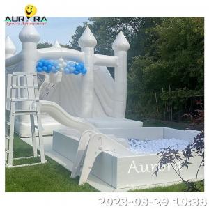Wood Frame Inflatable Soft Play Equipment Kids Sets Bubble Dome Bouncy Castle Bouncer White
