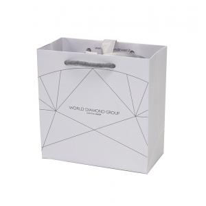 China White Custom Printed Paper Grocery Bags With Handle Biodegradable Feature supplier