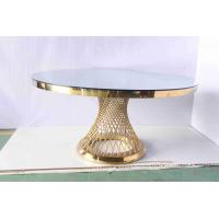 China Faux Marble Tabletop Modern Pedestal Dining Table Golden Stainless Steel Frame on sale