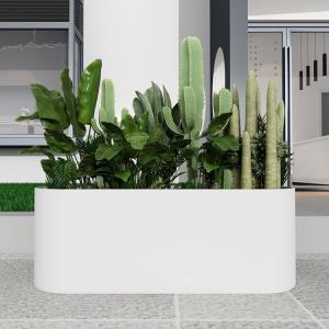 White Matt Galvanized Steel Flower Pot Arc Shaped Rectangular Plant Pots