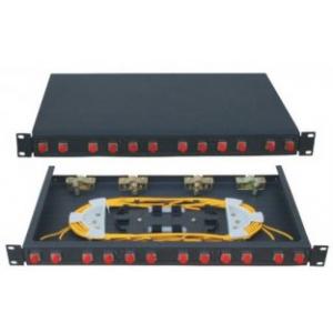 China Fixed type Rack Mounted terminal box FC connector 12 ports Fiber Optic Patch Panel 24 fiber black cold-rolling sheet wholesale