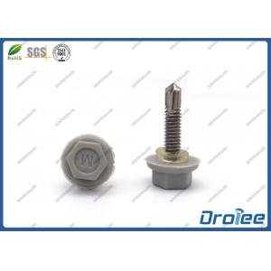 China 304/316/410 Stainless Plastic Coating Hex Washer Head Self Drilling Tek Screw w/ Nylon Sealing Washer wholesale