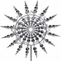 China Stainless Steel Rotating Kinetic Wind Sculpture With Multi-Colored Lights on sale