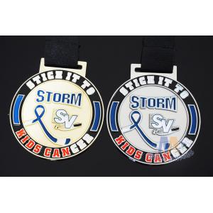 China Hockey Baseball Award Medals 10k Metal With Soft Enamel Sublimated Ribbon wholesale