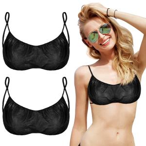 S&J Disposable Bra OEM High quality one piece bra black shoulder straps women sexy disposable non woven spa bra