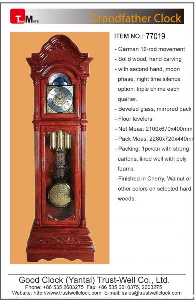 8-rod grandfather clock with German Hermle movement ,top quality grandfather