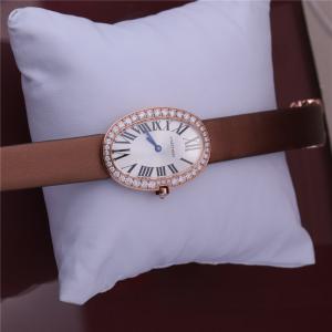 Luxury Brand Gold Watch 18K Rose Gold Women Watch with Diamond Leather Belt