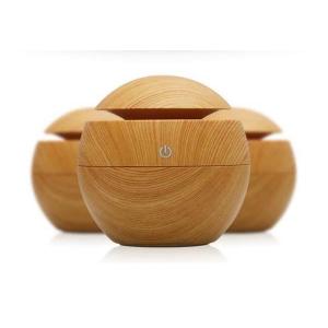 130ml Wood Grain Round Air Humidifier Ultrasonic Quiet Cool Mist Humidifier