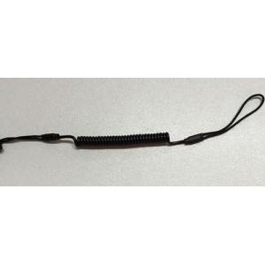 China Retracted black short length coiled tool lanyard custom with webbing cord loop on two ends supplier