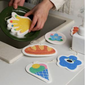 China Cute Cartoon Compression Bulk Kitchen Supplies Dish Washing Sponge Reusable supplier