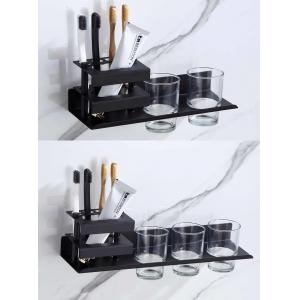 Multifunctional Wall Mounted Toothbrush Holder Matte Black Color ODM
