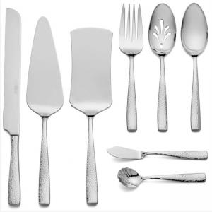 8 Piece Hammered SS Flatware Kitchen Cooking Sets Household With Cake Knife