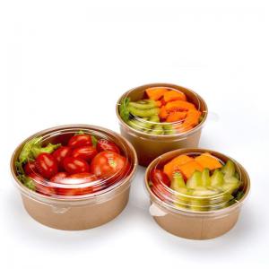 China 750ML KRAFT DISPOSABLE SUSHI SALAD CONTAINERS BOWLS WITH LIDS wholesale