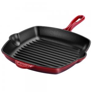 China Enamel square cast iron grill pan 26cm supplier
