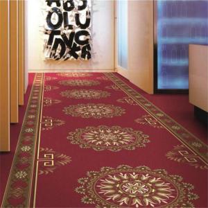 Long PVC Carpet Flooring , Corridor Red Wilton Carpet European Pattern