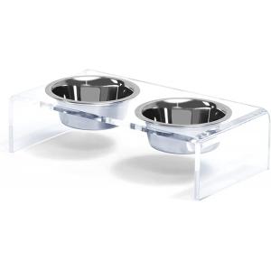 Acrylic Elevated Dog And Cat Pet Feeder with 2 Set Removable Food and Water Bowls