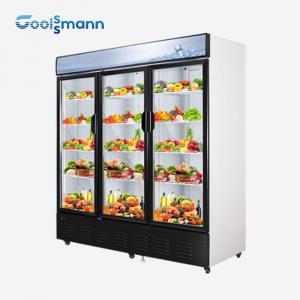 China 1587L Glass Beverage Fridge Self Closing Double Layer Tempered Door Front Cooler supplier