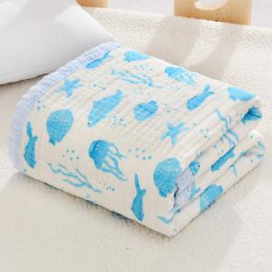 China Premium Thick Muslin Baby Blankets Hypoallergenic 4 Layer Digital Printed For Newborns supplier