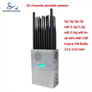 China 27 Antennas Portable Mobile Phone Signal Jammer 28w For Wifi GPS FM Radio supplier