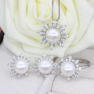 Freshwater Pearl Jewelry Sets With Necklace Earring Ring