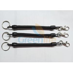 Plastic Safe Bungees Coiled Key Lanyard Chain Holders With Split Ring / Metal Hook