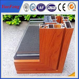 China wood finished aluminum extrusion profiles, aluminum window frames price per ton supplier